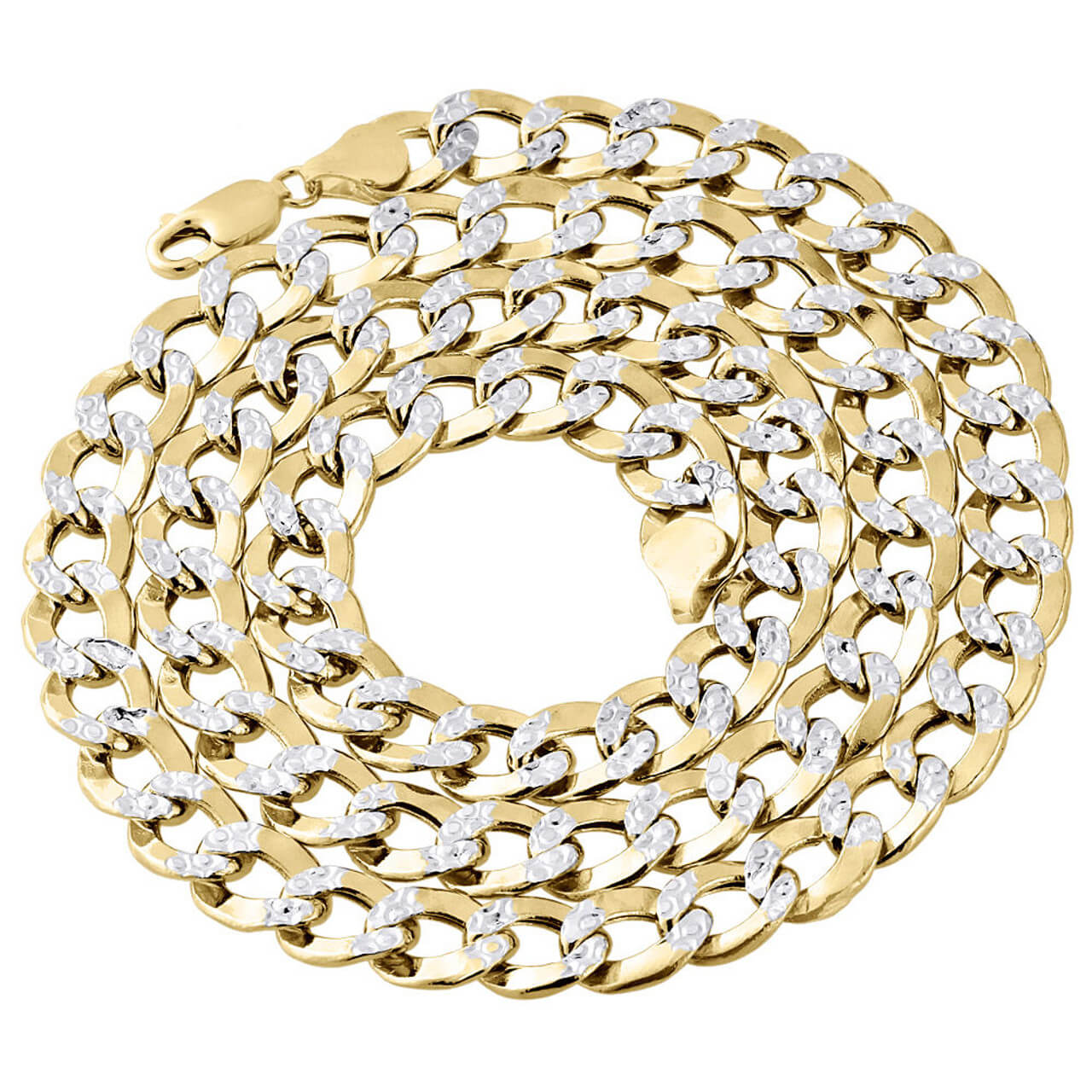 Men's 10K Yellow Gold 9.50MM Diamond Cut Hollow Cuban Curb Necklace Chain 22-30"