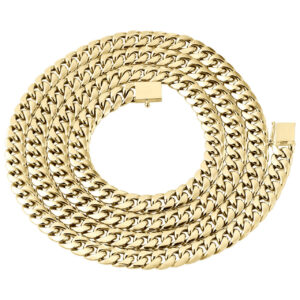 10K Yellow Gold Semi Hollow Miami Cuban Chain Box Clasp 6 mm Necklace 20-30 inches