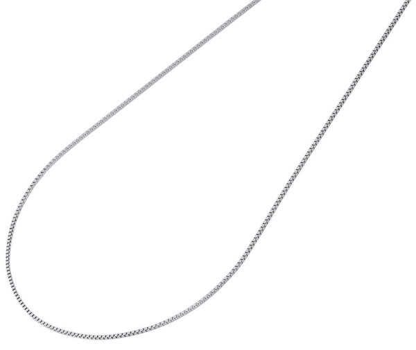 10K White Gold 0.50mm Box Chain Necklace In 14, 16, 18, 20, 22 & 24 Inches Length