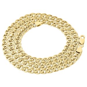 10K Yellow Gold 6mm Double Cuban Curb Italian Link Chain Necklace 20" - 30"