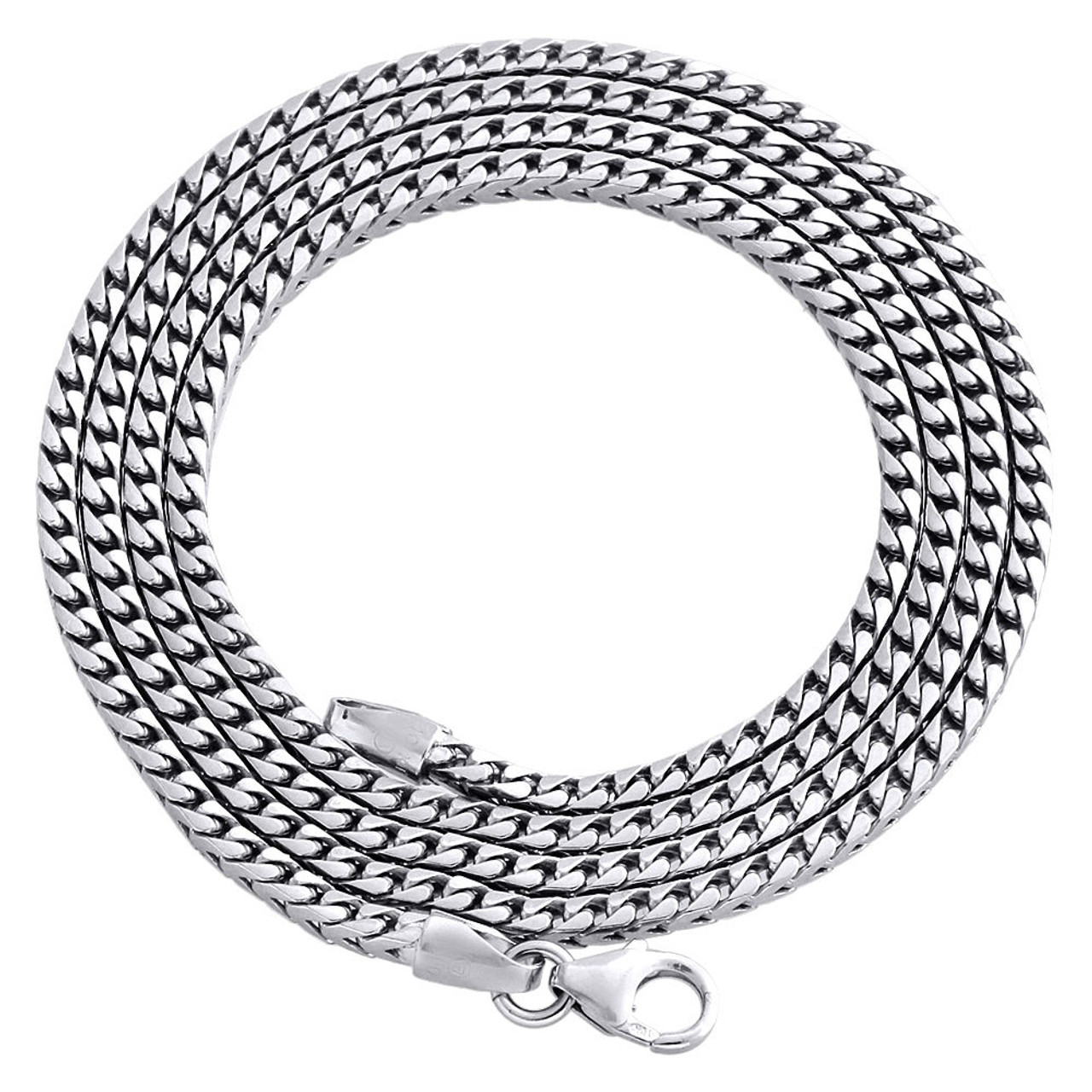 White Gold Solid Franco Box Chain Closed Link 2.25 mm Necklace