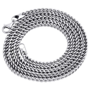 Real 10K White Gold 3D Hollow Franco Box Link Chain 3.75 mm Necklace