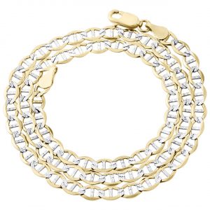Real 10K Yellow Gold Diamond Cut Solid Mariner Chain 4mm Necklace 16-30 Inches