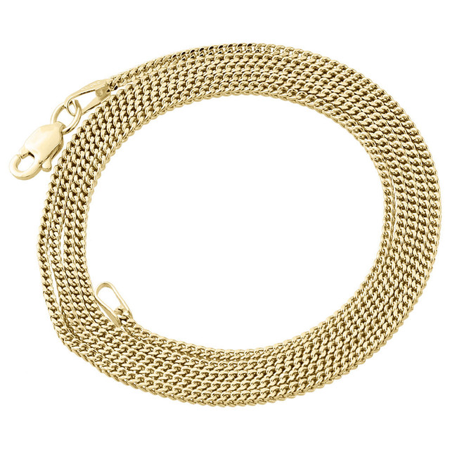10K Real Yellow Gold 1.5mm Hollow Franco Box Link Chain Necklace 22 - 30 Inches