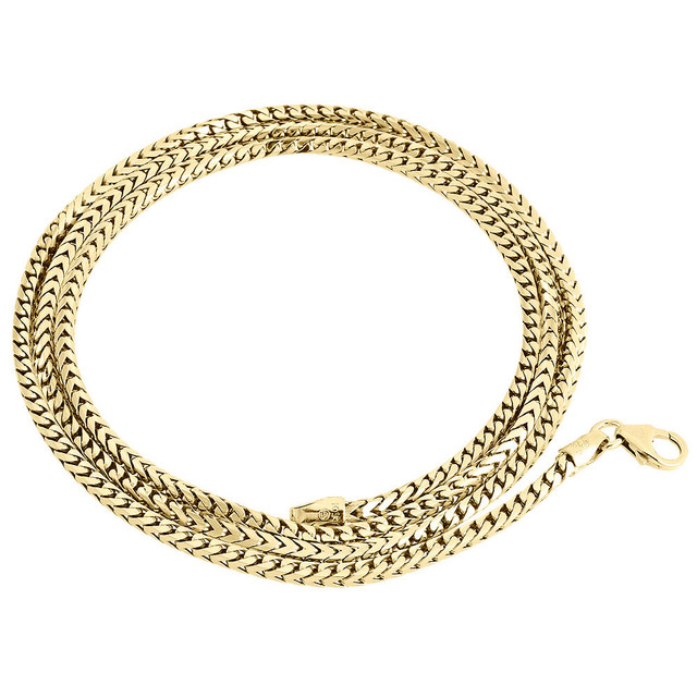 10K Yellow Gold Closed Link Solid Franco Box Chain 2.25 mm Necklace
