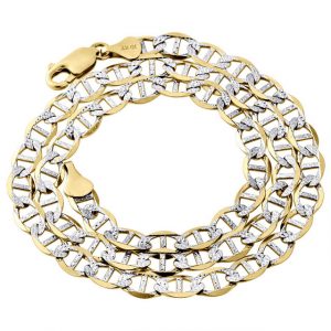 Real 10K Yellow Gold Diamond Cut Solid Mariner Chain 6mm Necklace 18-30 Inches