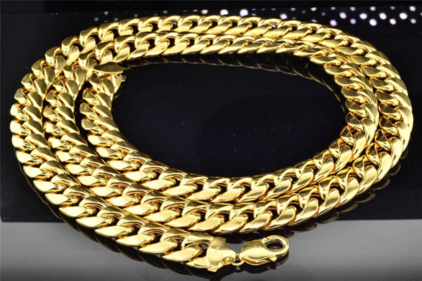 10K Heavy 13 MM Yellow Gold Miami Cuban Link Franco Chain Necklace 36 Inch