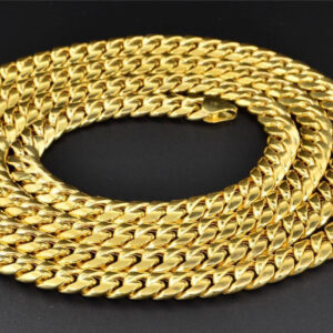 10K Yellow Gold Miami Cuban Semi Hollow 7 mm Wide Chain 36" Necklace