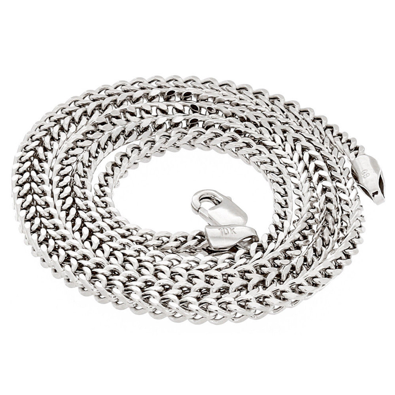10k Real White Gold 2.0 MM Franco Box Cuban Chain Necklace 18 Inch