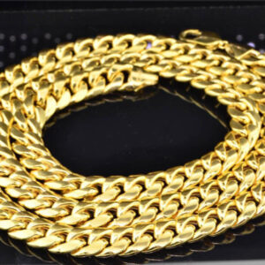 10K Heavy 11.22 MM Yellow Gold Miami Cuban Link Franco Chain Necklace 34 Inch