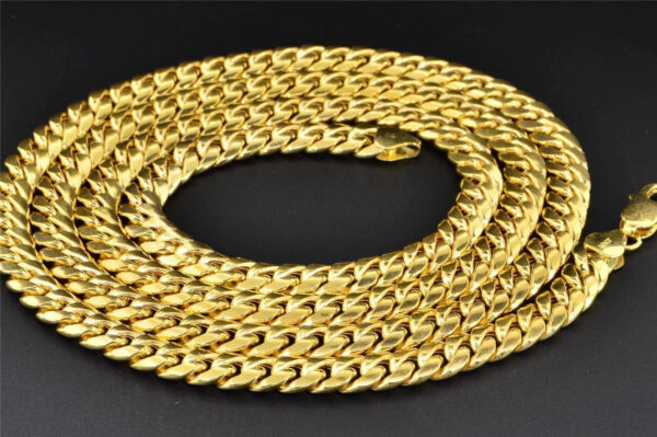 10K Yellow Gold Miami Cuban Semi Hollow 11 mm Wide Chain 36" Necklace