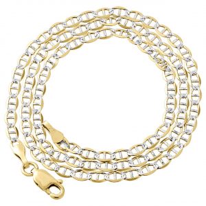 Real 10K Yellow Gold Diamond Cut Solid Mariner Chain 3 mm Necklace 16-26 Inches
