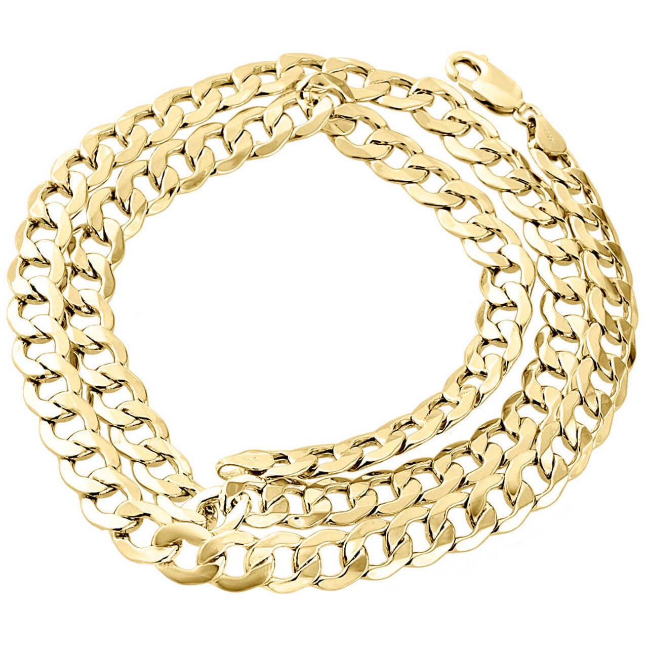 Men's Real 10K Yellow Gold Hollow Cuban Curb Link Chain Necklace 8mm 22-30 Inches