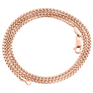 Real Rose Gold Venetian Round Box Chain 1.35mm Unisex Necklace