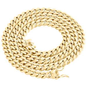 Men's 10K Yellow Gold Hollow Miami Cuban Link Chain 7.50 mm Box Clasp 22-30 Inches