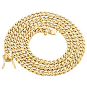 Men's 10K Yellow Gold Hollow Miami Cuban Link Chain 5.50 mm Box Clasp 20-30 Inches