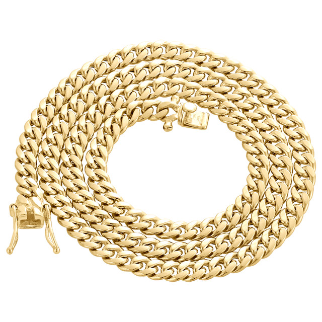 Men's 10K Yellow Gold Hollow Miami Cuban Link Chain 5.50 mm Box Clasp 20-30 Inches