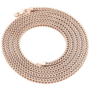Real 10K Rose Gold 3D Hollow Franco Box Link Chain 2.25 mm Necklace 22-30 Inches