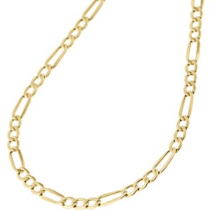 Real 10K Yellow Gold Solid Figaro Chain 4.50 mm Necklace Lobster Clasp 16-30 Inches