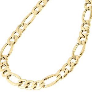 Real 10K Yellow Gold Solid Figaro Chain 8.25mm Necklace Lobster Clasp 18-30 Inches