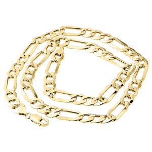 Real 10K Yellow Gold Solid Figaro Chain 9.50mm Necklace Lobster Clasp 22-30 Inches