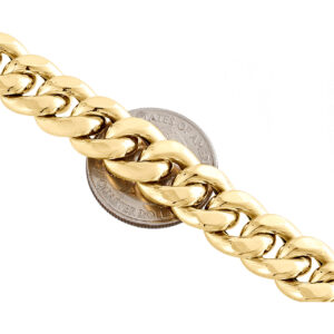 Men's 10K Yellow Gold Hollow Miami Cuban Link Chain 12mm Box Clasp 20-30 Inches