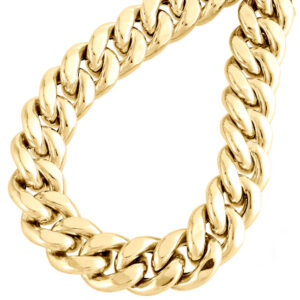 10K Yellow Gold 3D Hollow Miami Cuban Link Chain 17mm Box Clasp 20-30 Inches