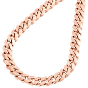 10K Rose Gold Solid Miami Cuban Link Chain 8mm Box Clasp Necklace 24-30 Inches