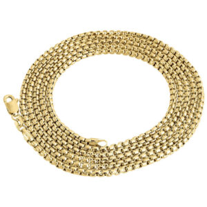 10K Real Yellow Gold Men's / Ladies 2.50 MM Round Box Chain Necklace 22 - 36 Inch