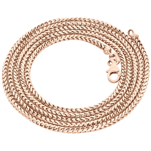 10K Rose Gold Solid Diamond Cut Franco Box Link Chain 2 mm Necklace 22 - 30 Inches