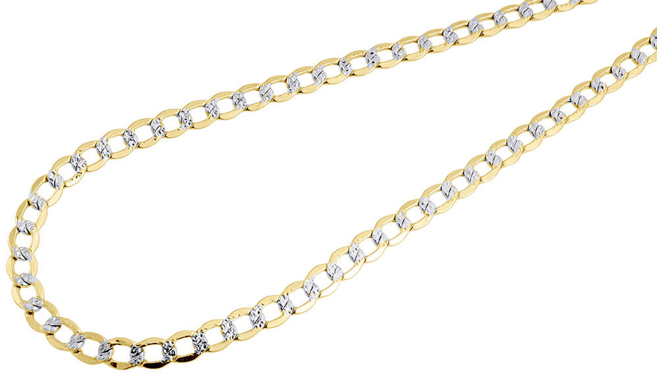 Men's 10k Yellow Gold Diamond Cut Curb Cuban Chain Necklace 4.50 mm 16-30 Inches