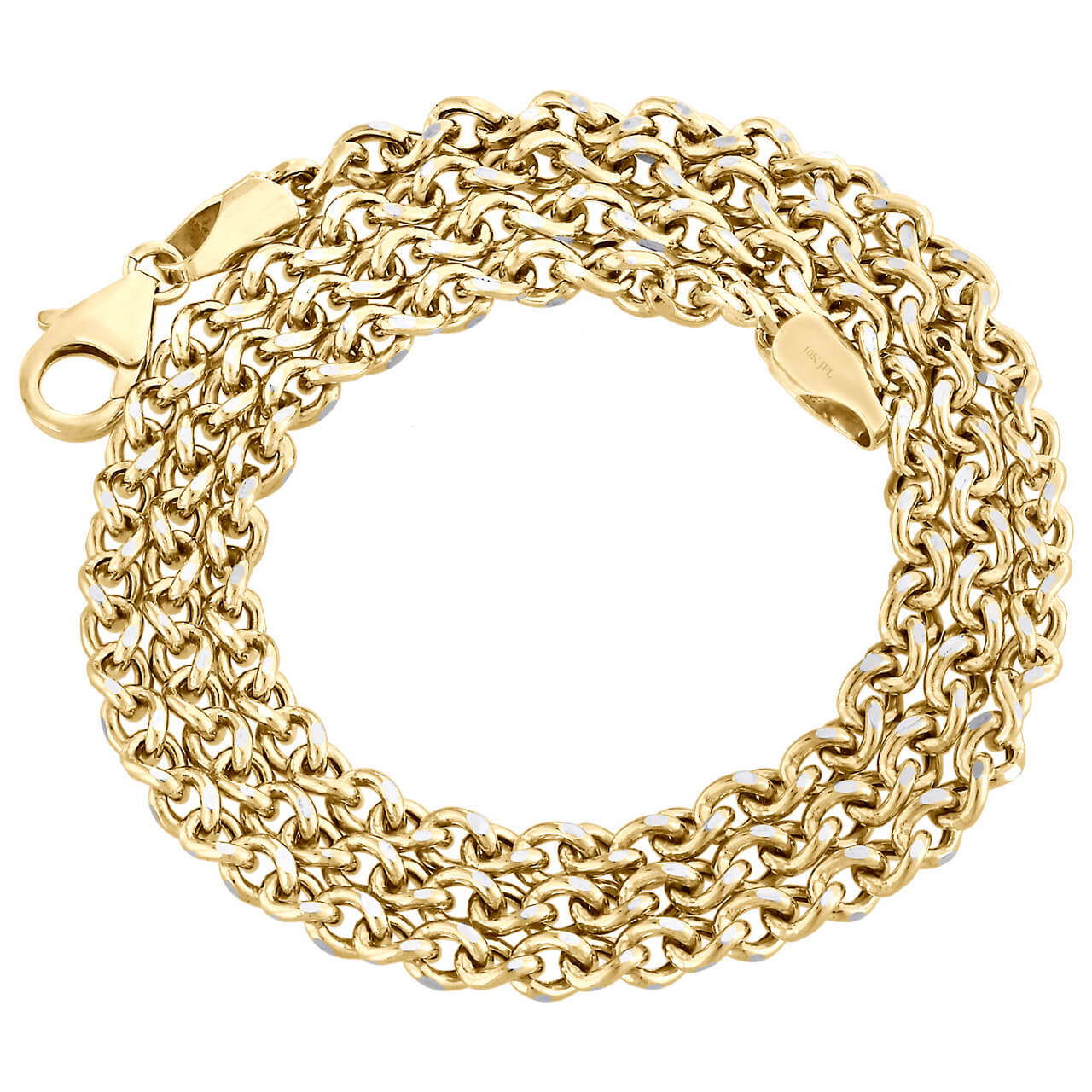 10K Yellow Gold 3.60mm Twisted Curb Chain Fancy Necklace Lobster Lock 18-24 Inches