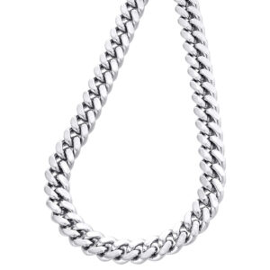 10K White Gold 6.50 mm Solid Miami Cuban Link Necklace Box Clasp Chain 24 Inches