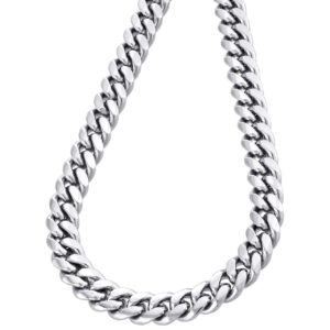 10K White Gold 8.75mm Solid Miami Cuban Link Necklace Box Clasp Chain 24 Inches